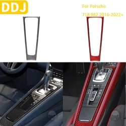 For Porsche Boxster Cayman 718 982 2016-2022 Car Shift Panel Sticker Carbon Fiber Interior Car Accessories