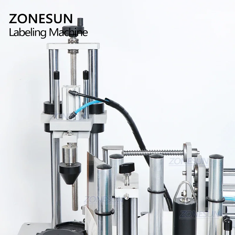 ZONESUN ZS-TB300W máquina etiquetadora de pegatinas semiautomática comercial rotativa de tarros Hexagonal para botellas de vidrio de cosméticos cuadradas