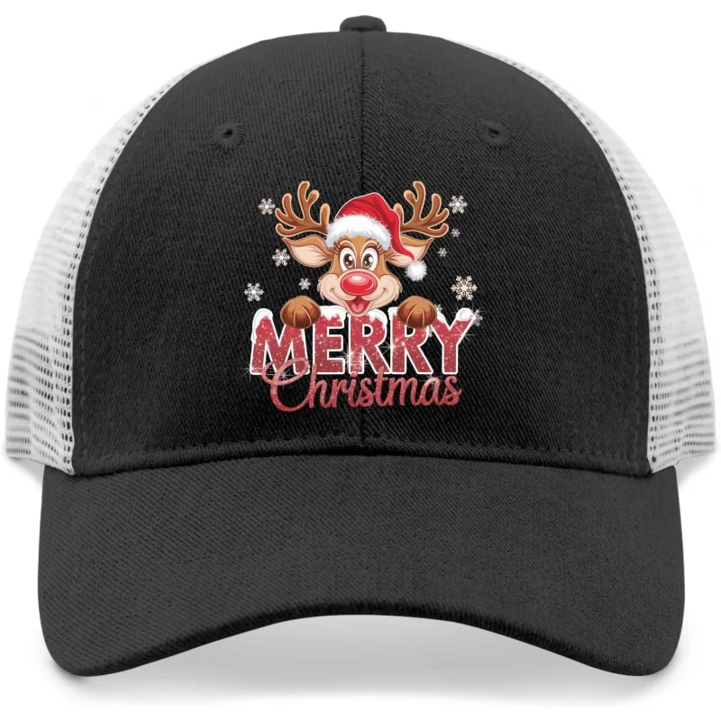 Funny Christmas Merry I Love Deer Hats for Mens Baseball Caps Vintage Washed Dad Hat Quick Dry