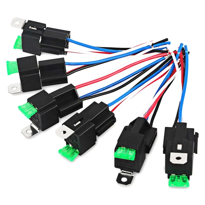 

6PCS Copper Terminal Auto Relay 30A Fused On/Off Car Motor Relay With Holder Socket On/Off Fused Relay 4PIN