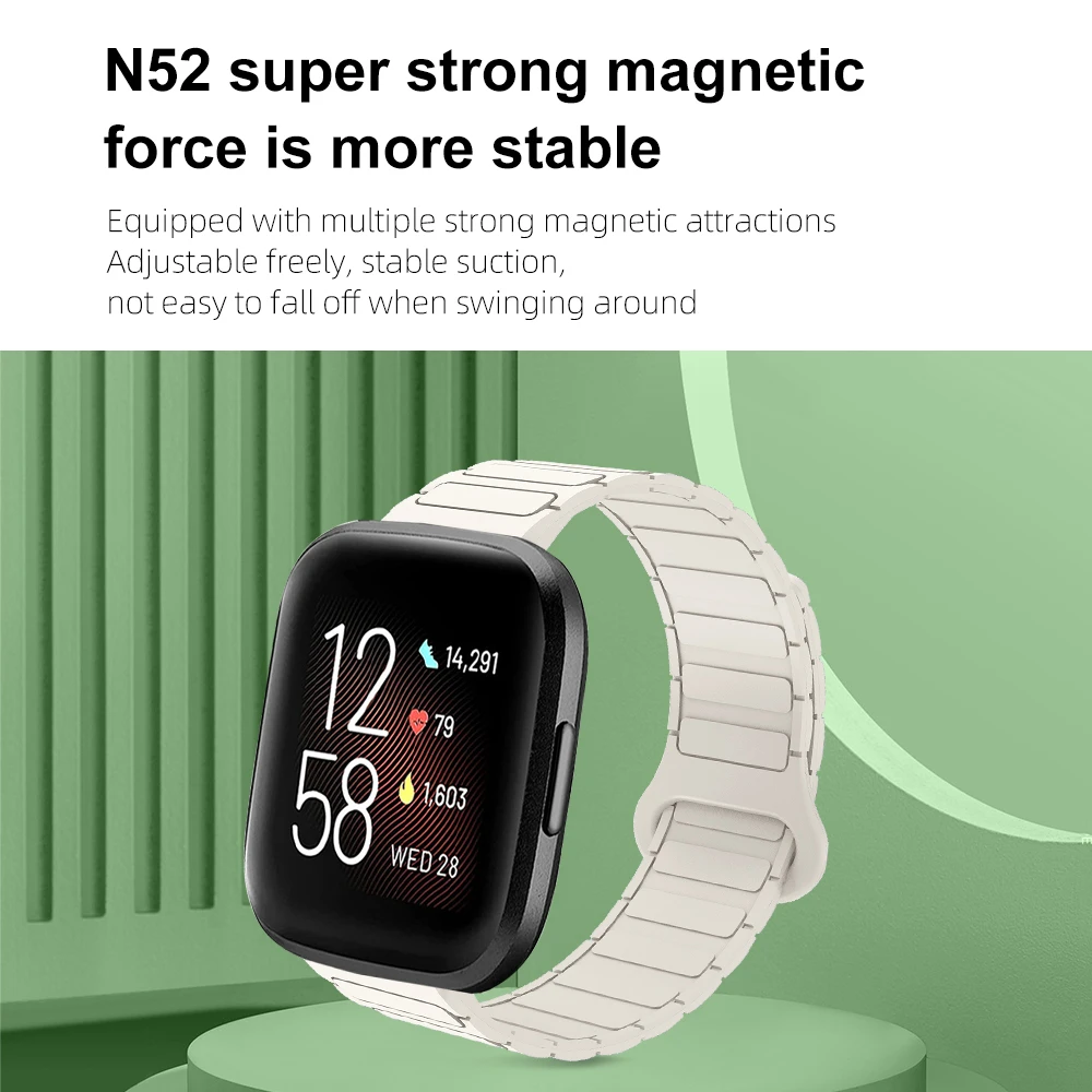 22mm banda magnética para fitbit versa 1 2 3 estilo armadura liberação rápida leve silicone esporte pulseira de relógio inteligente para homem mulher