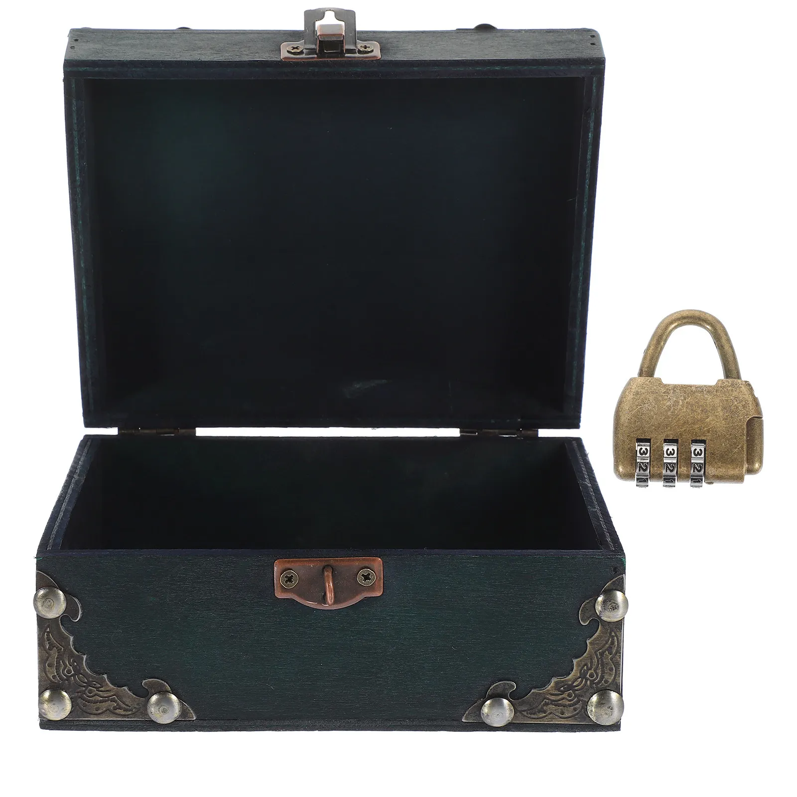 

Vintage Wood Jewelry Box Small Decorative Storage Organizer Lockable Trinket Case Retro Jewelry Storage Chest for Home Travel