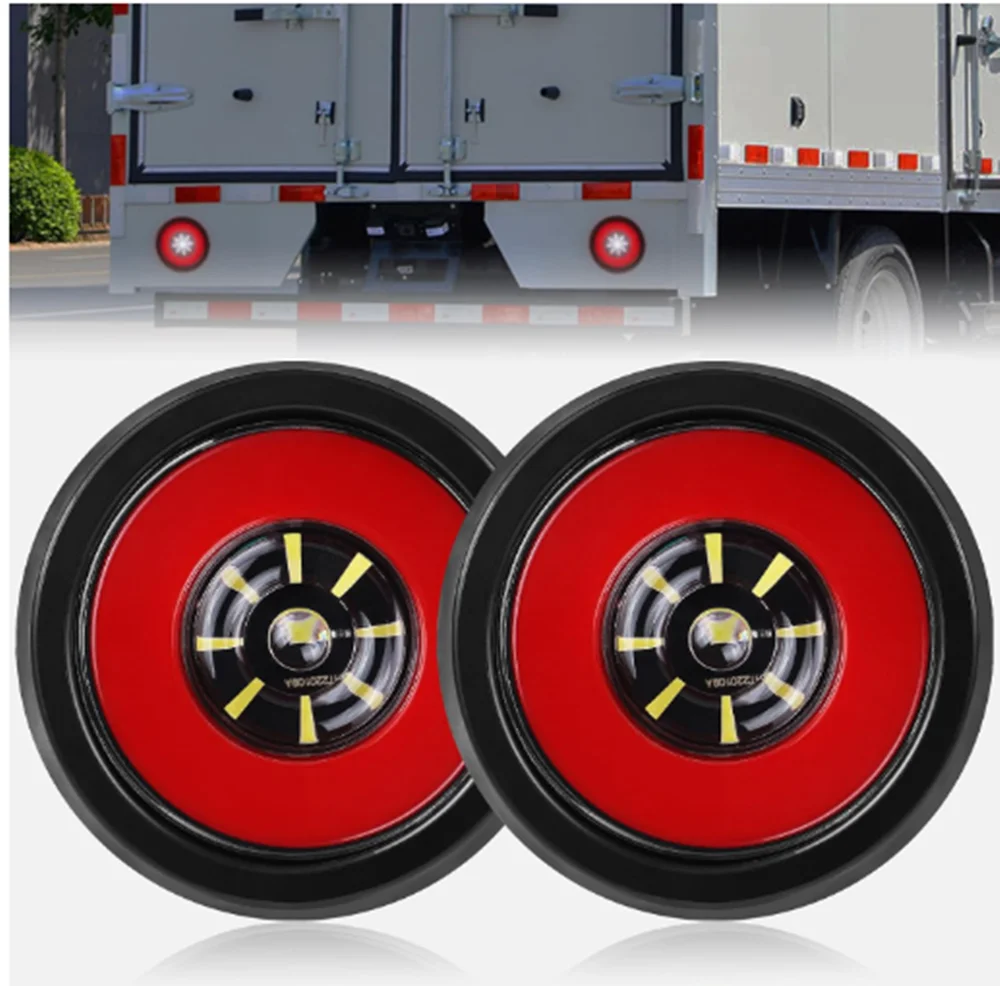 

2PCS 4"inch Round LED Truck Trailer Stop Turn Tail Brake Lights Sealed Waterproof LED Truck Tail Lights Rear Tail Signal Light