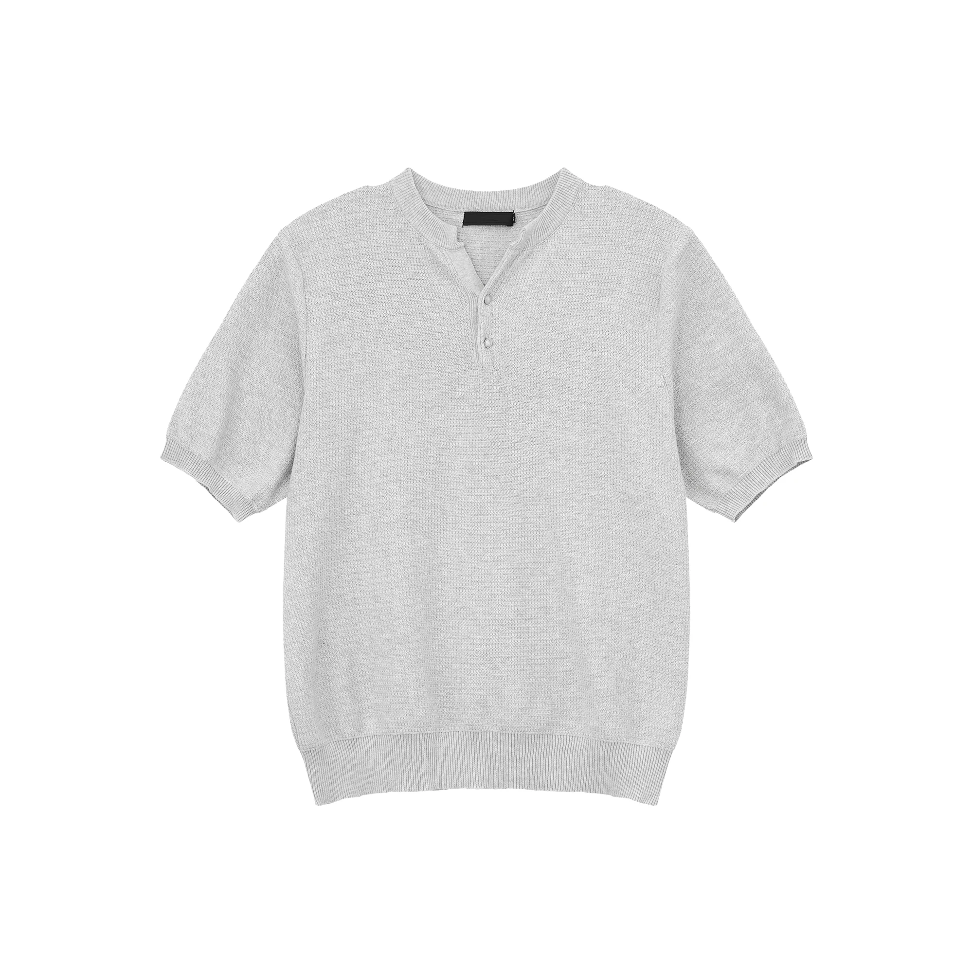 High Quality Waffle Knit Collar Short Sleeved T-shirt Men's Threaded Hem Fcasual Summer Half Sleeves Casual Tshirts Tops