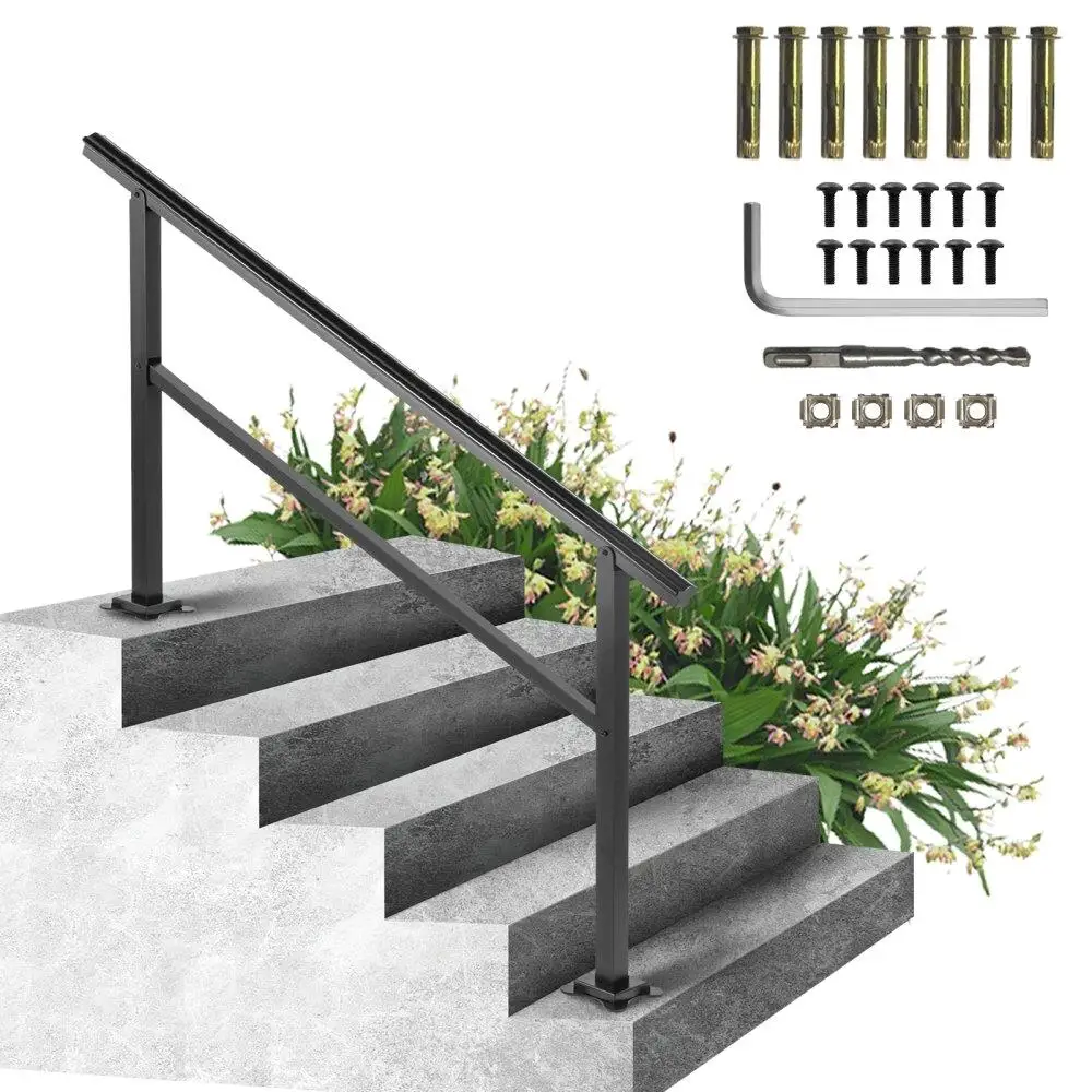 

Outdoor Handrail 165LBS Load Handrail Outdoor Stairs Aluminum Stair Handrail 60 x 35" Outdoor Stair Railing Transitional Range