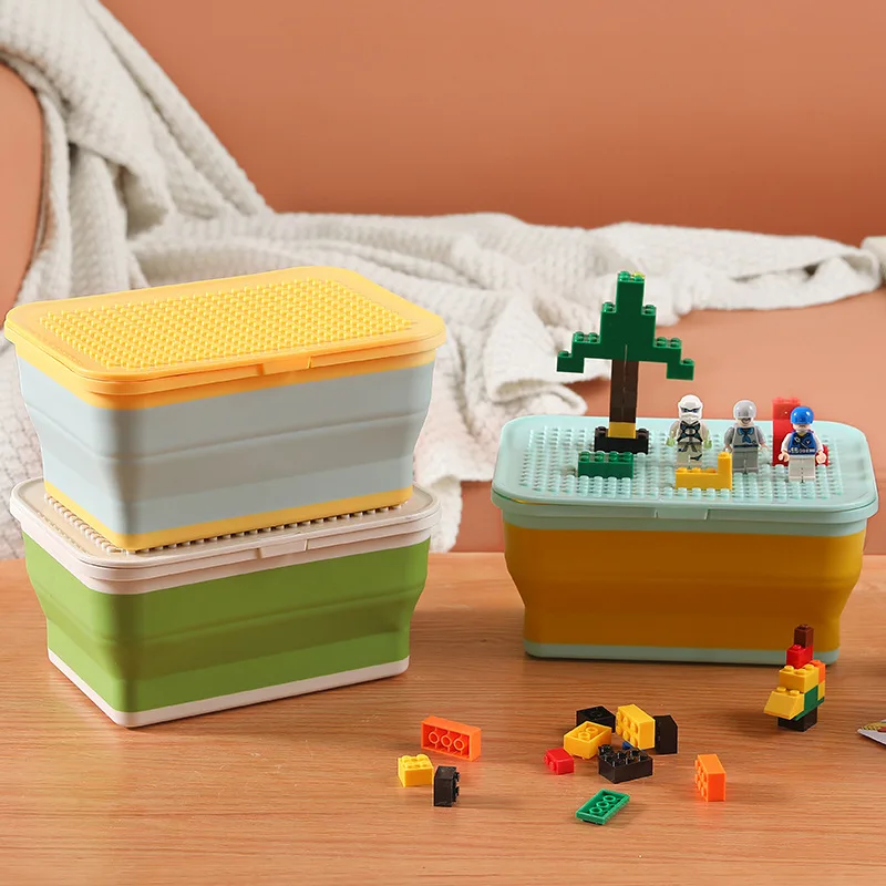 Foldable Toy Storage Box Space Saving Building Block Container Large Capacity Plastic Jigsaw Puzzle Holder Kidroom Toy Organizer