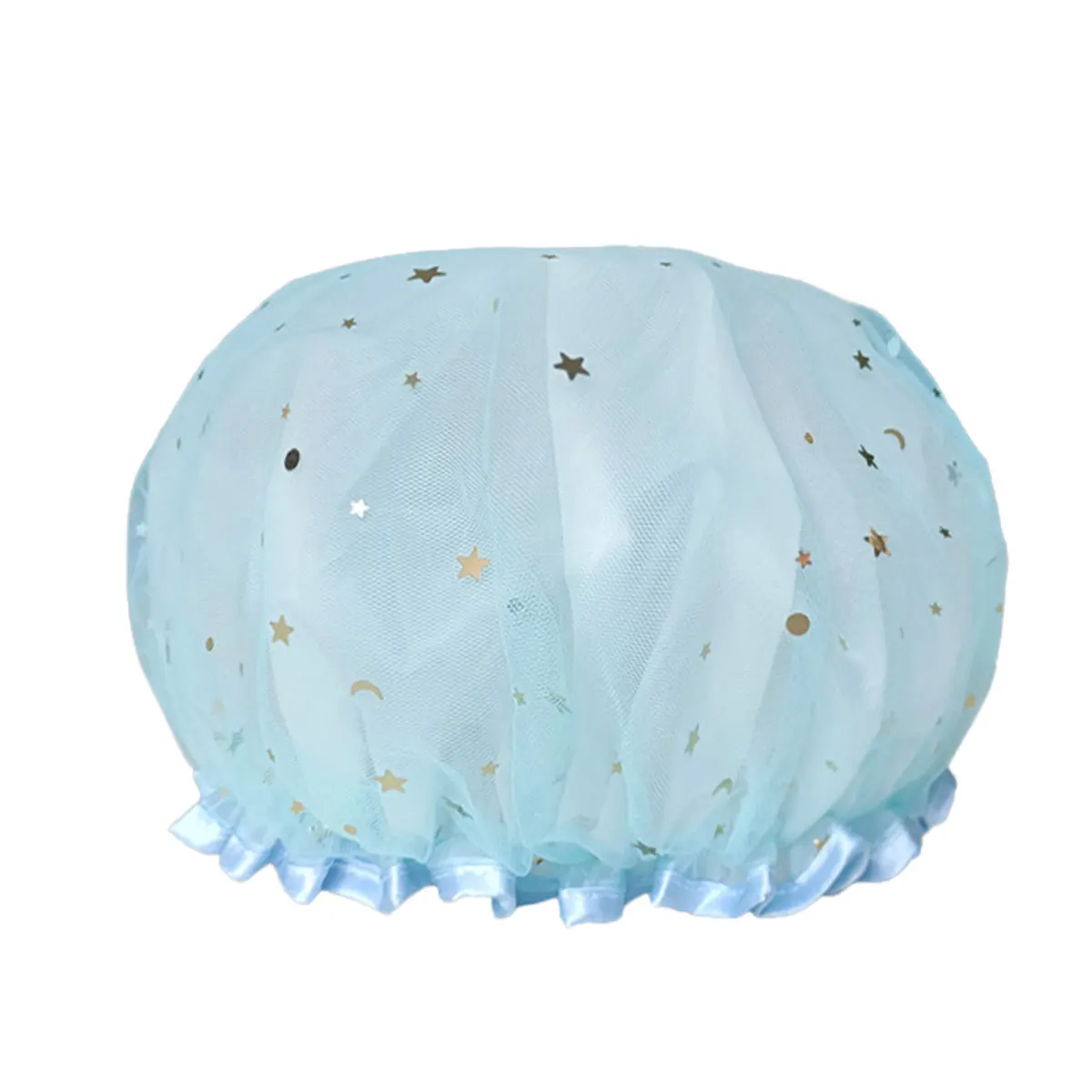 Star double-layer hair replacement shower cap adult women's shower waterproof shower cap cute head cover