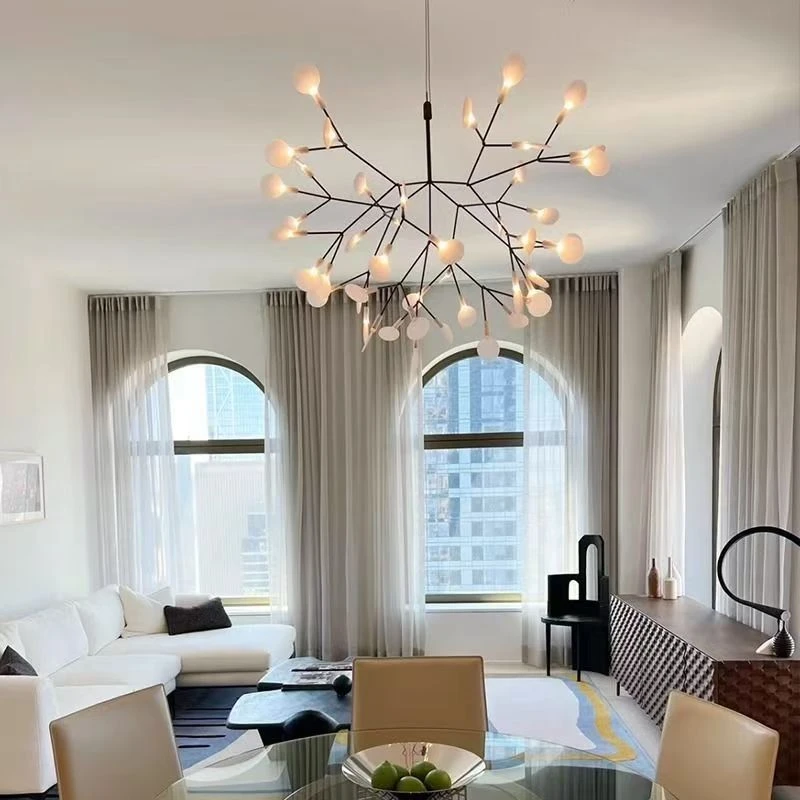 

Nordic Modern Firefly Ceiling Chandelier - Gold/Black Living Room Dining Room Light Candlestick Decorative Lighting