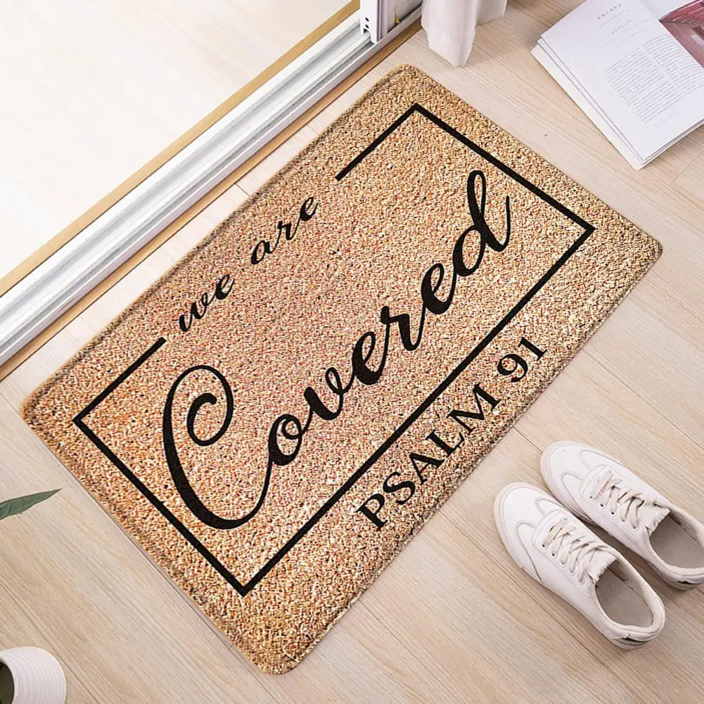 Anti-Slip Door Mat with Stylish Letter Print Soft Thick Washable Carpet Pad for Home Kitchen Bedroom Living Room