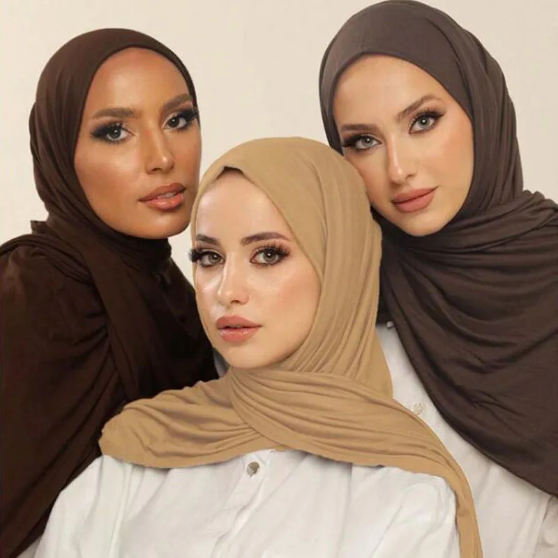 BOHOWAII Hijabs Musulmans Long Scarf Wrap Soft Jersey Turban High Quality Scarves