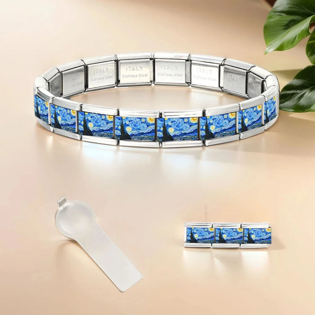 Fashion Oil Painting Italian Charm Links Fit 9mm Stainless Steel Bracelet Jewelry DIY Making Beads