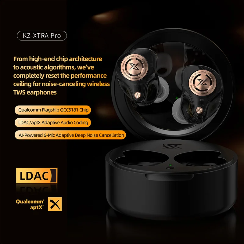 

KZ Xtra Pro TWS Bluetooth 5.4 Headphones with Qualcomm QCC5181 Chip Active Noise Canceling Headphones Hifi Sound Quality Earbuds