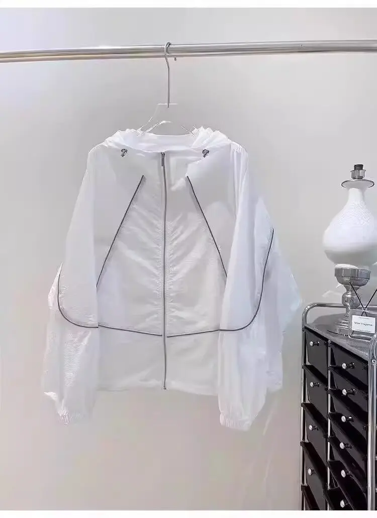 Kühlendes Sonnenschutz-Shirt für Damen – Neues, locker sitzendes, vielseitiges, atmungsaktives, dünnes Sonnenschutzkleidungsstück mit Kapuze für den Sommer – Detail 10