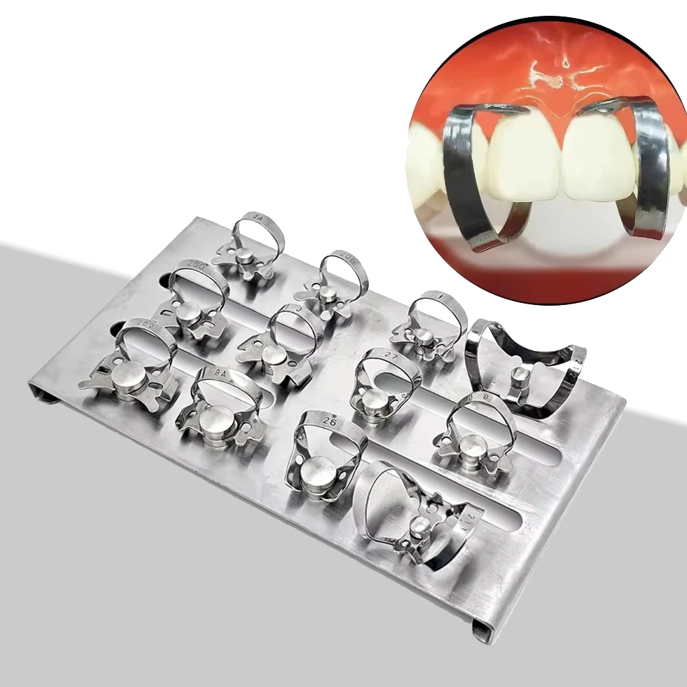 

12 шт., комплект зажимов для стоматологической резиновой плотины, эндодонтический зажим для изоляции корневых каналов из нержавеющей стали, инструменты для ухода за полостью рта