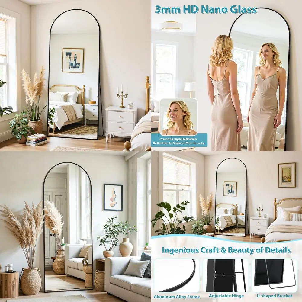 Oversized Freestanding Full Body Mirror, 71x26 Floor Standing Mirror with Hanging Mount for Complete Reflection and Versatility