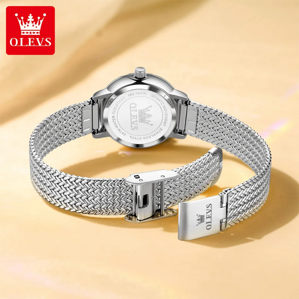 OLEVS 5643 Woman Quartz Watch Top Thin Quartz Watch Women Stainless Steel High Hardness Mirror 30M Waterproof Ladies Wristwatch