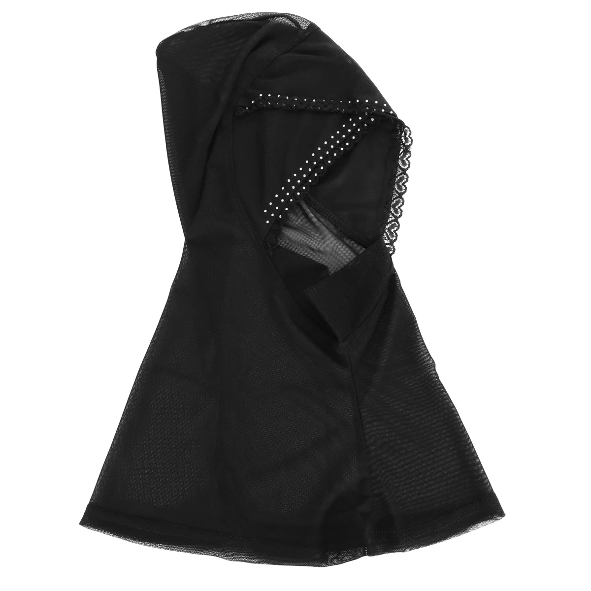 Sciarpa copri collo hijab musulmano elasticizzato leggero in rete traspirante con copertura completa in tinta unita regolabile color caffè