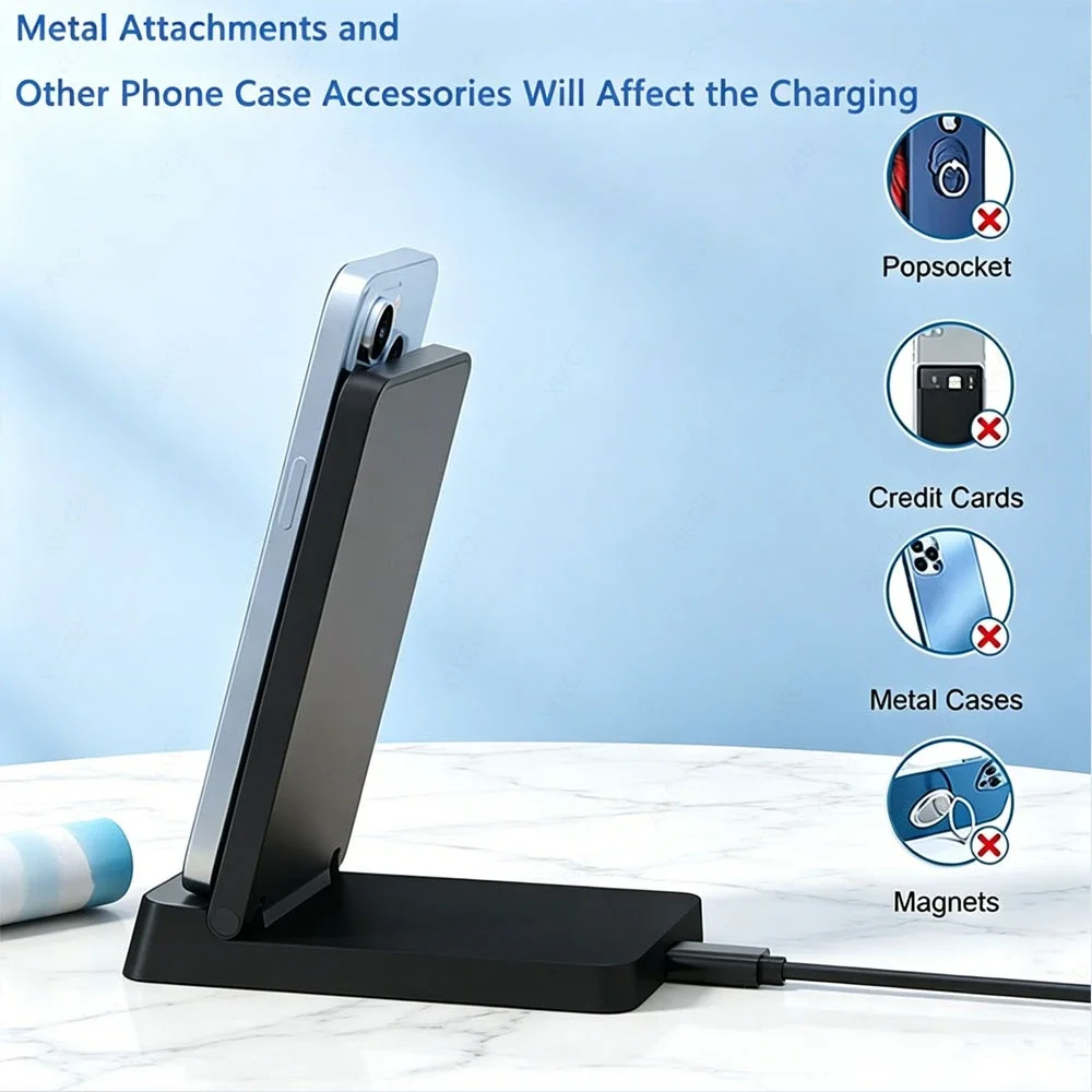 Fast Charging Magnetic Wireless Charger Stand Intelligent Heat Dissipation For Magsafe iPhone 17 16 15 14 13 12 Pro Max Android
