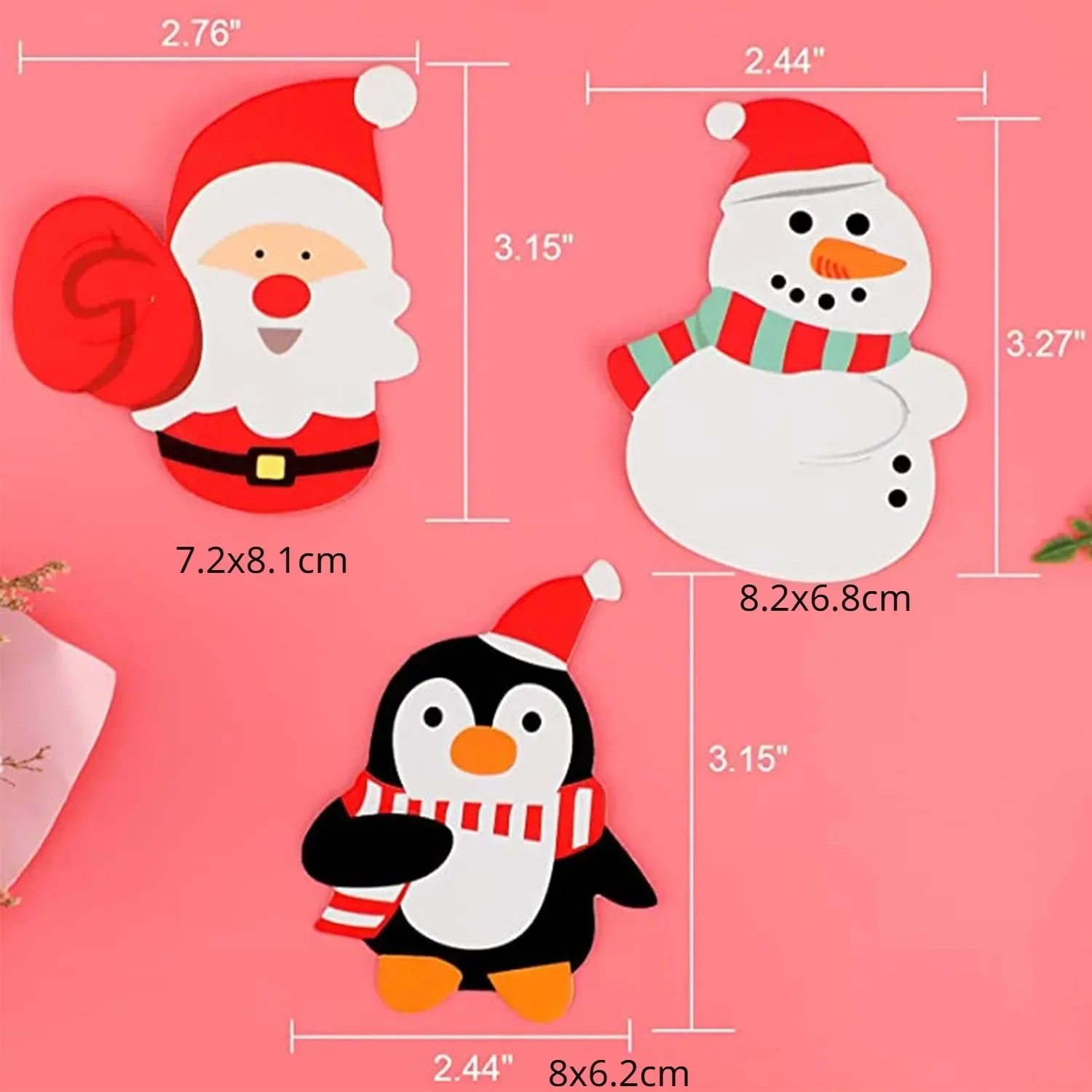 Świąteczne karty papierowe Lollipop Cartoon Santa Claus Penguin Snowman Kids Candy Gifts Package Wrapping New Year Party Decoration