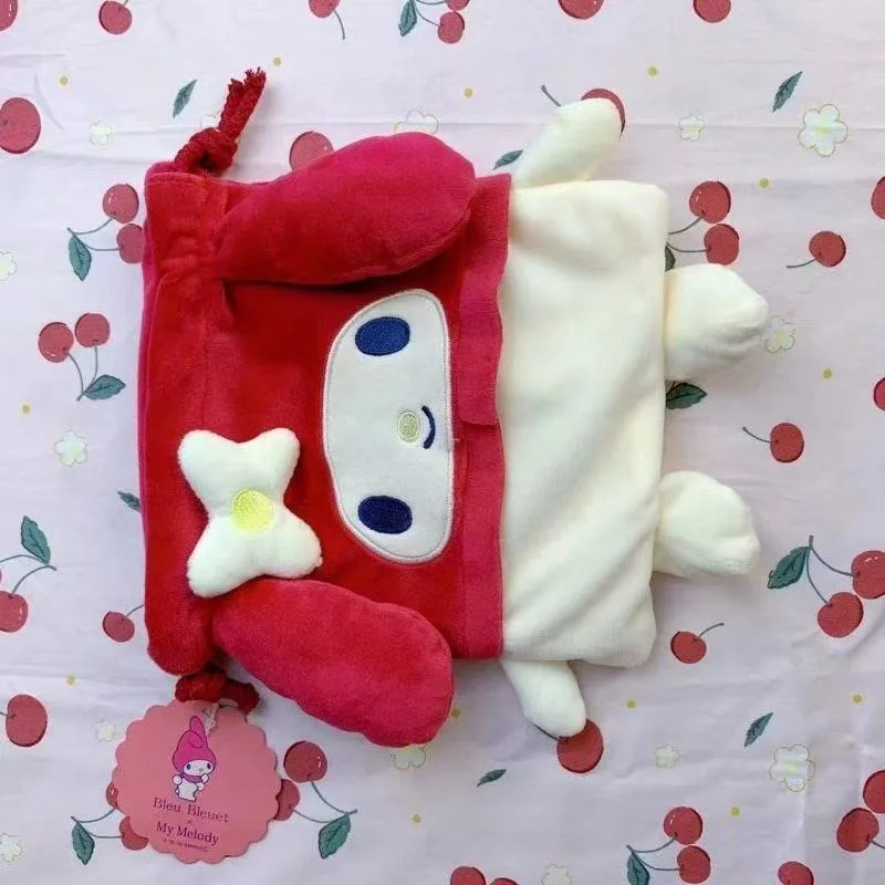 Sanrio Kawaii HelloKitty Plush Bundle Pocket My Melody Cute Plush Camera Storage Bag Portable Bag Zero Wallet Girl Gift