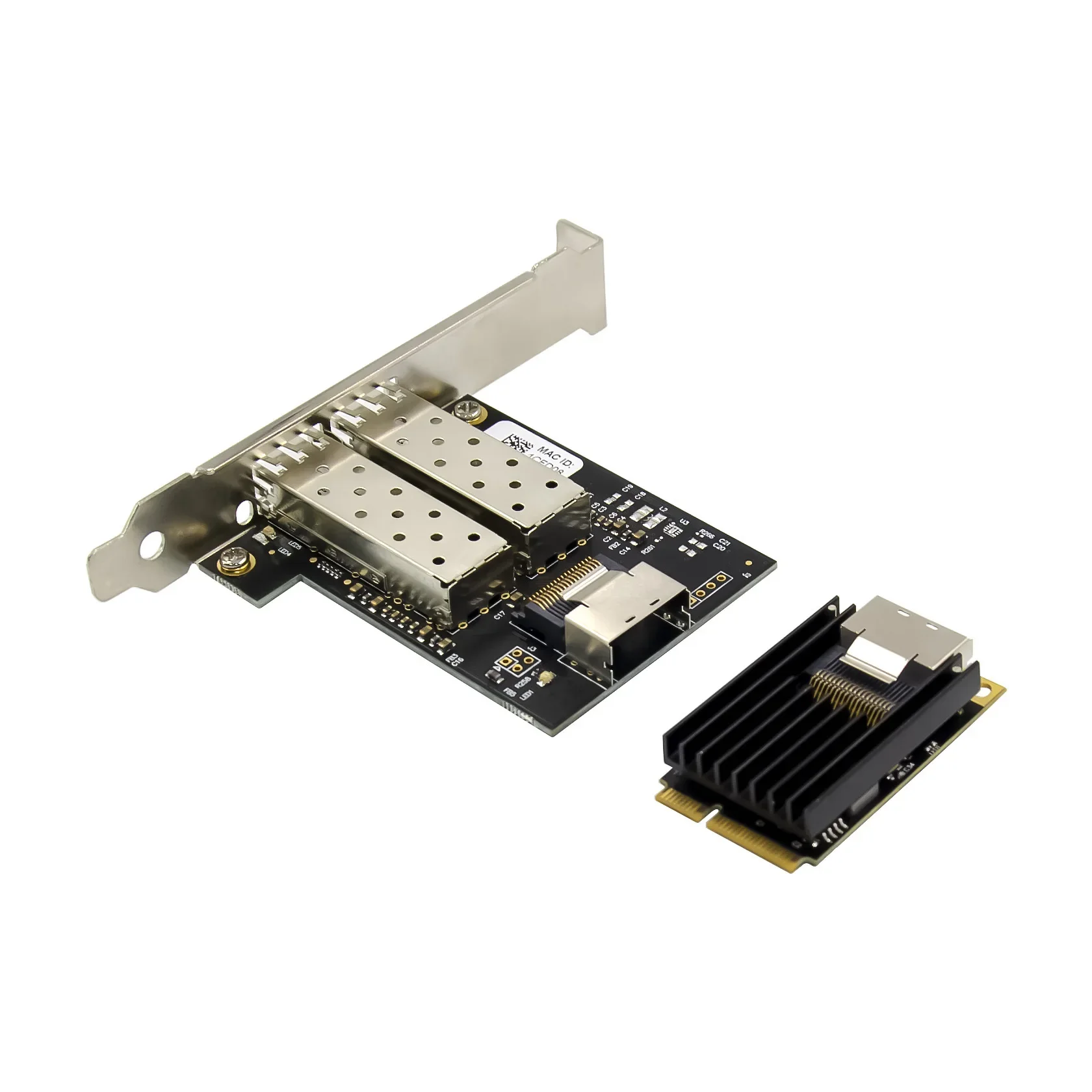 Adaptor jaringan optik Gigabit, Mini PCIe Gigabit Optical NIC I350AM2 Dual Optical Port SFP Lndustrial