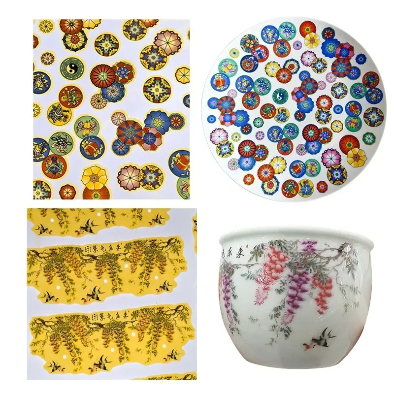 New Color Pottery Decals Paper Ceramics Clay Transfer Paper Glaze Overglaze Porcelain Decal Paper Ceramic Coloring Pottery Tools
