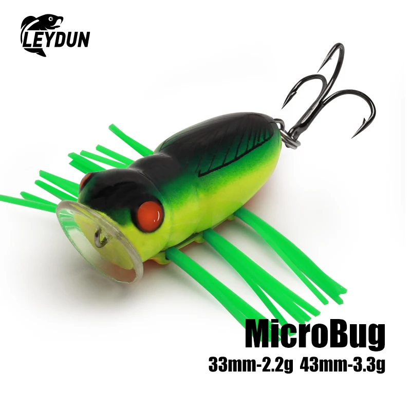LEYDUN MicroBug insectes leurre 33mm 2.2g 43mm 3.3g Topwater insectes flottant pêche Swimbait bar brochet Wobblers attirail leurres