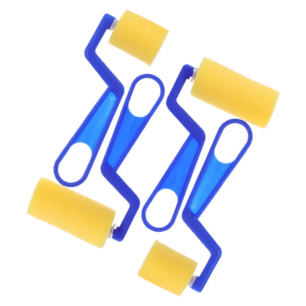 

Набор из 4 губчатых кистей для рисования для детей, мягкие безопасные губчатые валики для малышей, эргономичная ручка 7-образной формы, креативные принадлежности для творчества и рукоделия
