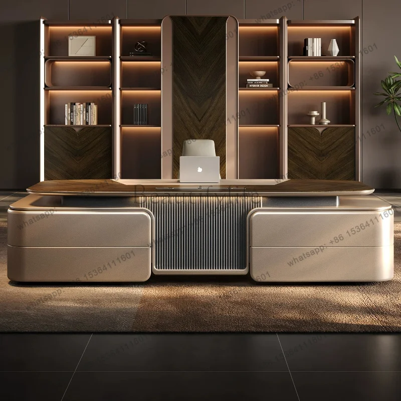 LJY Simple Modern Boss Table Light Luxury High-end Desk File Cabinet Office Desks And Workstations Room Computer Tables Furnitur