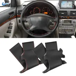 For Toyota Avensis 2003 2004 2005 2006 2007 Hand Braid Car Interior Steering Wheel Perforated Microfiber Leather Cover Trim