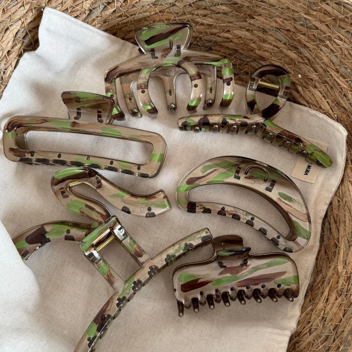 9 Style Grey Green Painting Pattern Hair Claw Women Fashion Hair Clip Large Claw Clip for Girl Fashion Accessories Gifts view 3