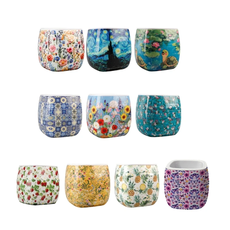 96 Piece 3D Puzzle Flower Vase Container for Adults, No Glues Interlocked Planter Pot, Desk Decors Container and Pencil Cup 37JD
