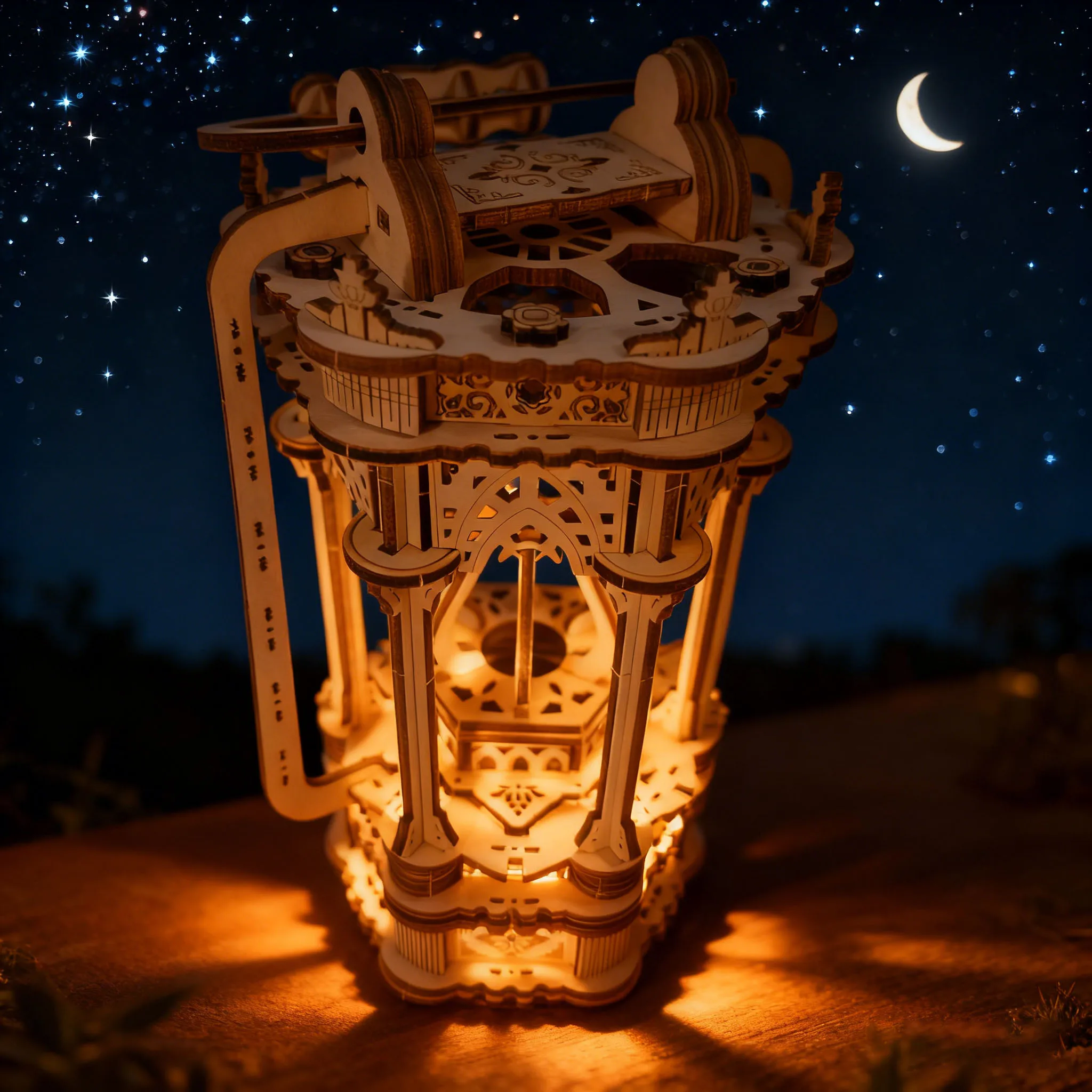 Wooden Chinese-style Tang Dynasty Lamp Model Toy Puzzle DIY Wooden 3D Puzzle Assembly Birthday Gift Christmas Present