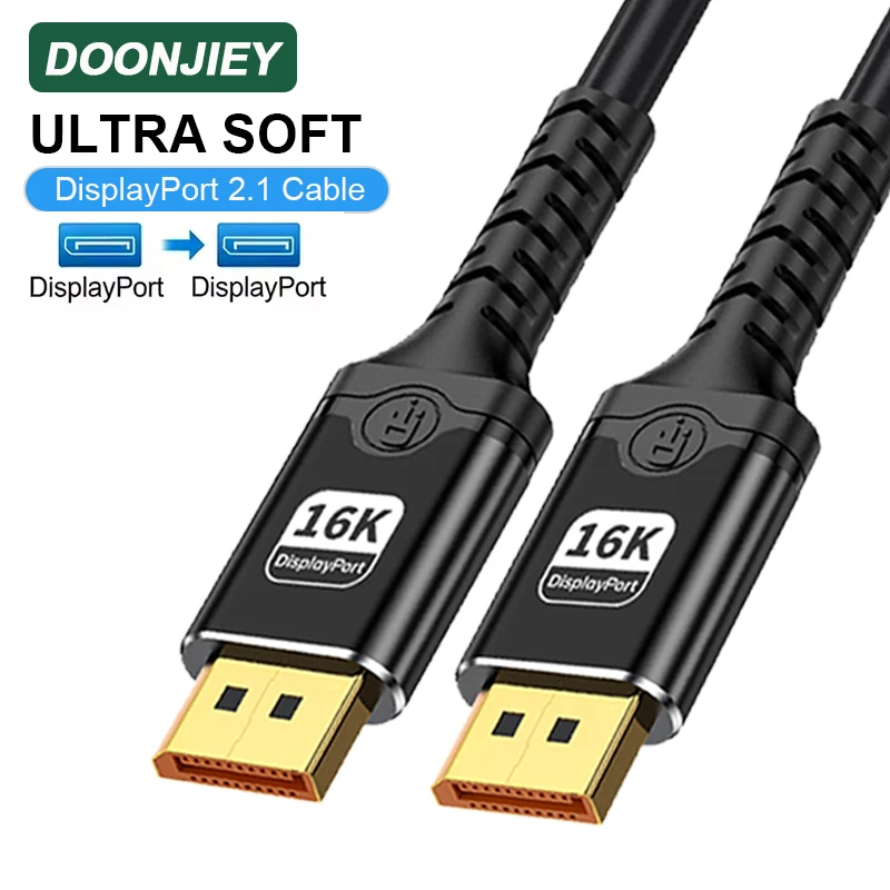 DOONJIEY DP2.1 Cable 80Gbps Ultra Soft DisplayPort Cable 16K60Hz Ultra HD Video Audio Cable For Laptop Xiaomi TV Box PC Monitor
