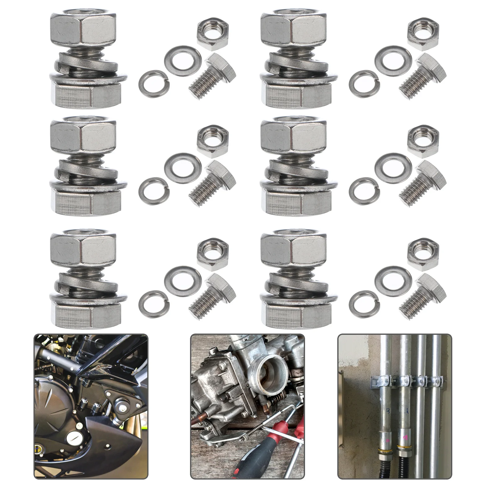 40 مجموعات الفولاذ المقاوم للصدأ الترباس الجوز كيت شقة رئيس مسامير الخشب العمل الالكترونيات الربط مقاومة للتآكل M6 #5