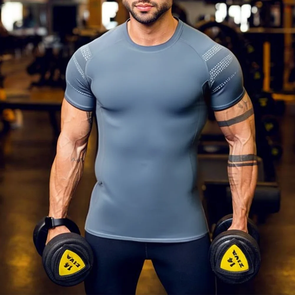 Sports T Shirt Men Gyms Short Sleeve Fitness T-shirt Male Quick Dry Workout Outdoor Tight Tees Tops