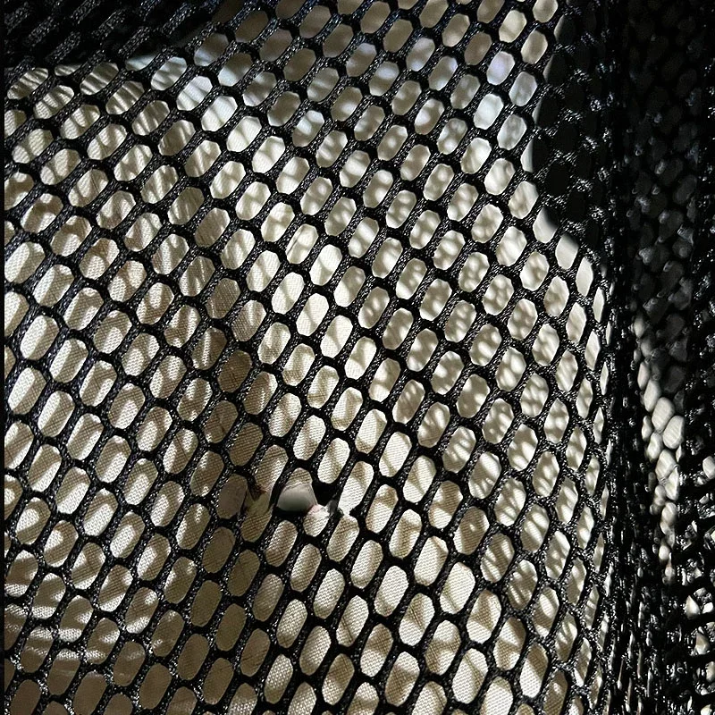 Thick Mesh Large Grid Fabric Black White Hollowed Out Clothing Designer Cloth Apparel for Diy Sewing Polyester Material