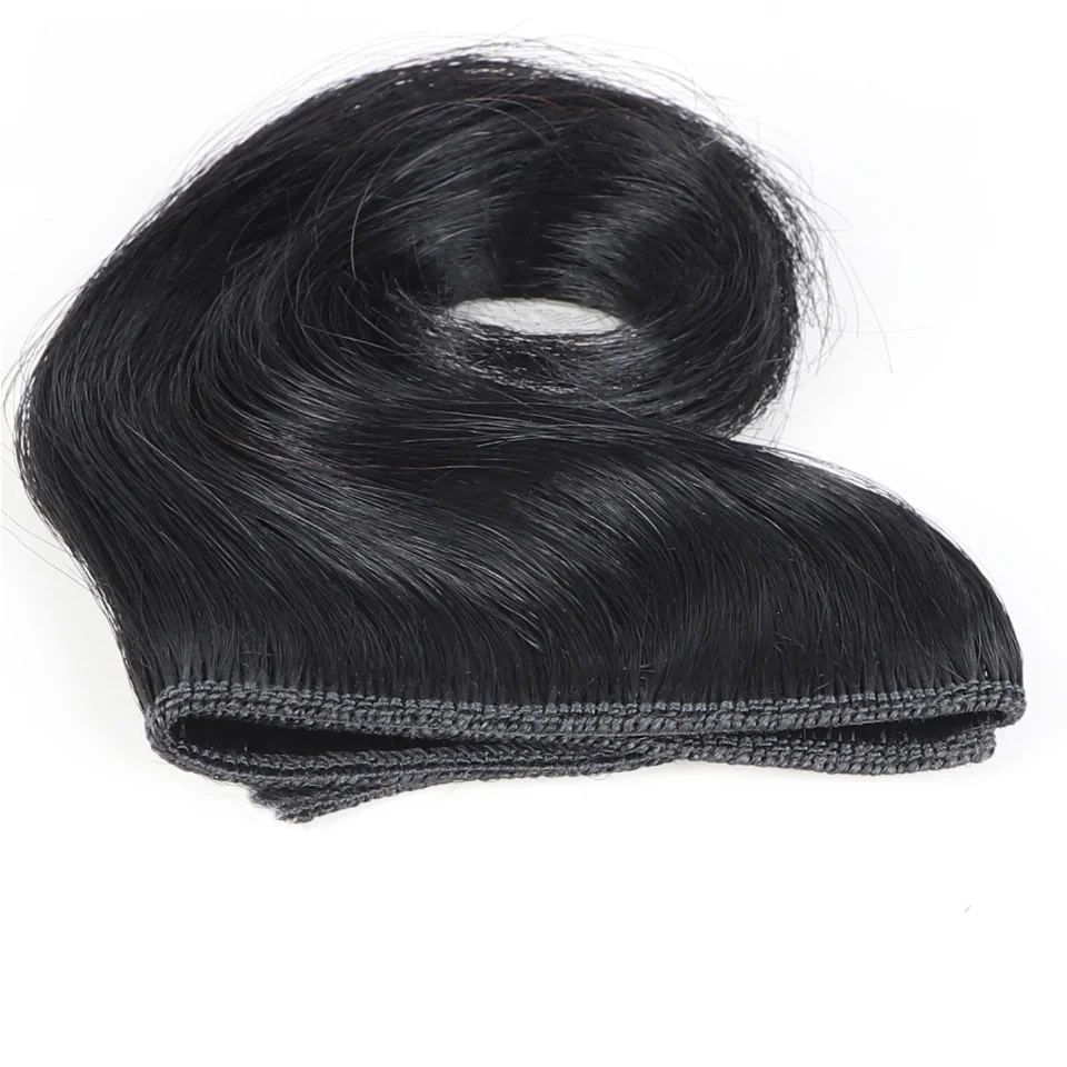 Mèches Brésiliennes Naturelles Remy Body Wave, Cheveux Courts, Noirs, Noirs, Sombres, Lisses, Bon Marché, Un Paquet, 10 Pièces