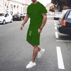 2024 Summer New Men's Set Popular Casual Fashion Sportswear 3D Digital Printed Men's Short sleeved T-shirt Set