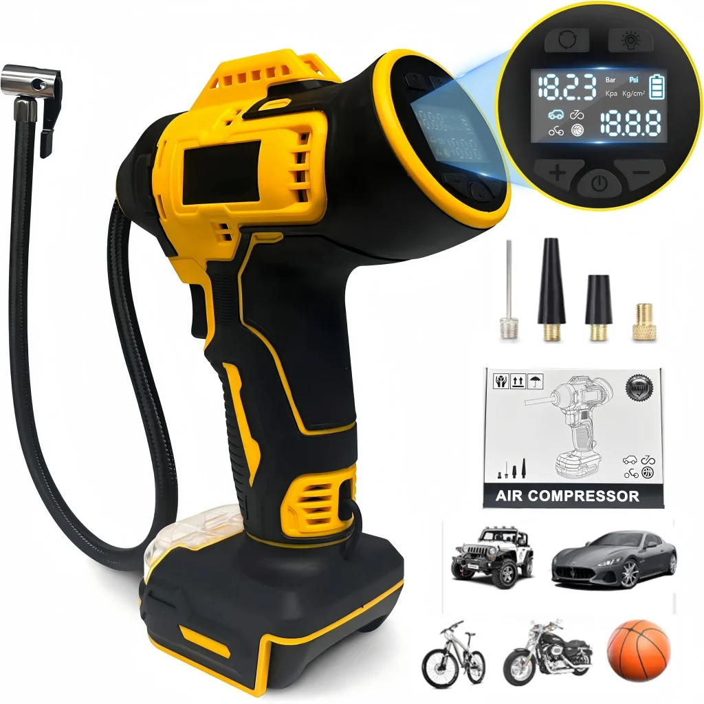 20V Portable Car Tire Inflator Air Compressor Pump Digital Display with 12V Car Adapter Blow Mold Case for Car Motorcycle Bike, Battery Not Included