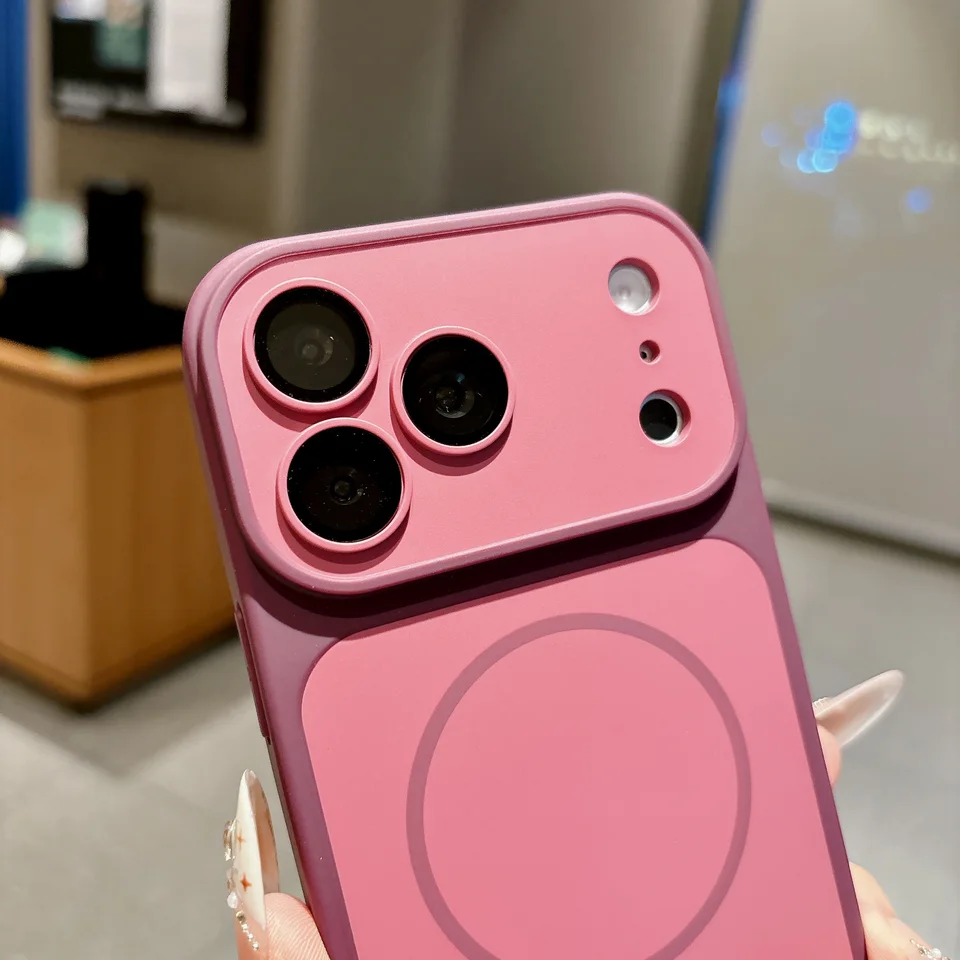 Funda magnética a prueba de golpes con contraste de color mate para iPhone 17 16 15 14 13 12 11 Pro Max con protección de lente 4