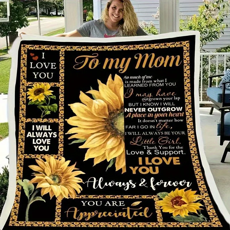 Reversible Sunflower Envelope Blanket Soft Stain Resistant Gorgeous Style Multi-Purpose Gift for Mom Christmas Thanksgiving