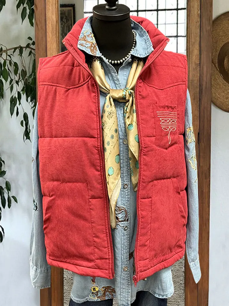 Boot Stitch Printed Quilted Vest