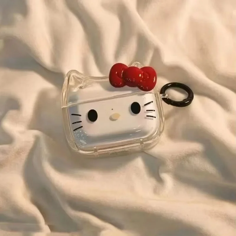 Miniso ثلاثية الأبعاد القوس الكرتون KT القط غطاء سماعة الأذن ل AirPods Pro2 Pro 4 3 2 1 غطاء سماعة شفافة