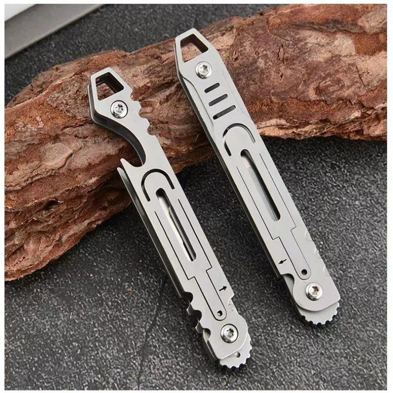 Mini Portable Stainless Steel Craft Knife Camping Essential Foldable keychain with Bottle Opener And Key Holder