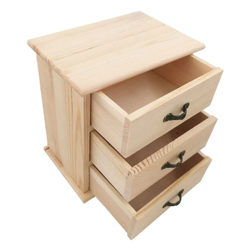 Desk Storage Box Dollhouse Mini Drawer Miniature Cabinets for Ornaments Bamboo Organizer Wooden Drawers Stackable Pull