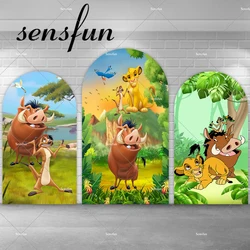 Cartoon Lion King Theme Simba Chiara Arch Backdrop Boys Wild One Safari Jungle Birthday Party Backgrounds Double-sided Supplier