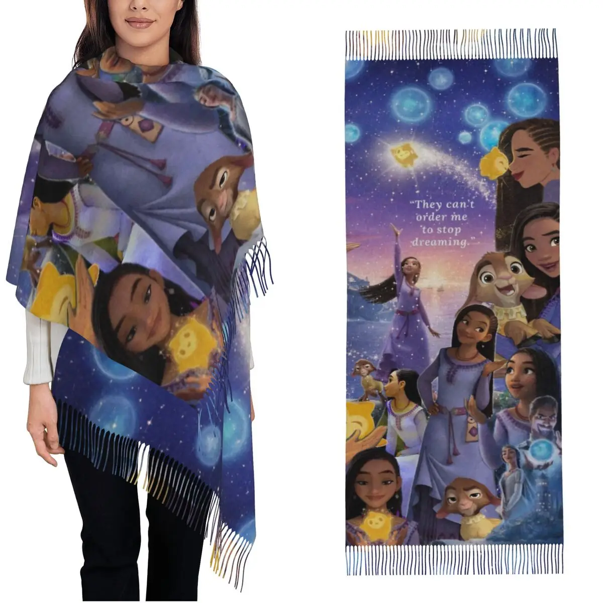 أتمنى الكرتون فيلم آشا ستار شال التفاف للسيدات الشتاء وشاح طويل ناعم فتاة سحرية منديل شال الأوشحة #1