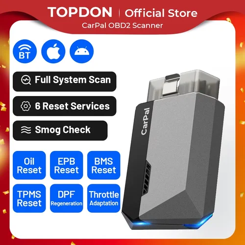 Imagen 1 del producto TOPDON CarPal OBD2 lector de código escáner Control de salud del coche Smog comprobar prueba de batería escaneo completo del sistema 6 servicios de reinicio