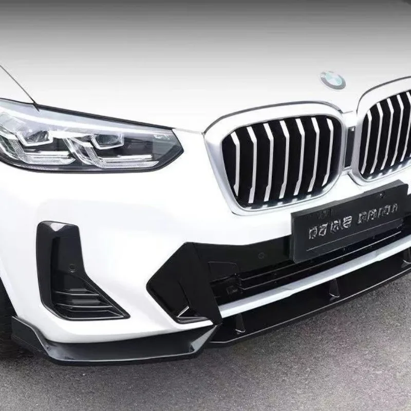 3Pcs Gloss Black ABS Front Bumper Lip Splitter Sport Competitive Style For BMW X3 G01 LCI 2022-2024 M Sport Front Spoiler